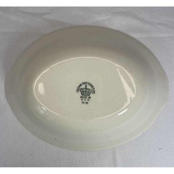 Crown Potteries Co Pair of Oval Floral Bowls Pink Blue 9X7X2 - Picture 3 of 8